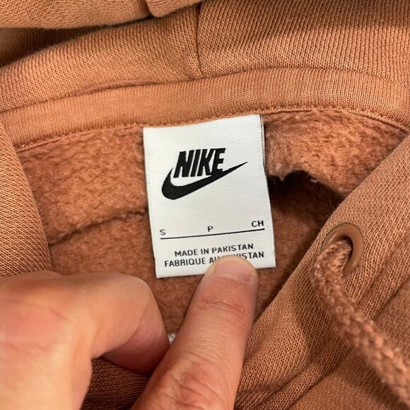 Nike Middle Swoosh Pullover Hooded Sweatshirt Brown Orange size S - Picture 5 of 8
